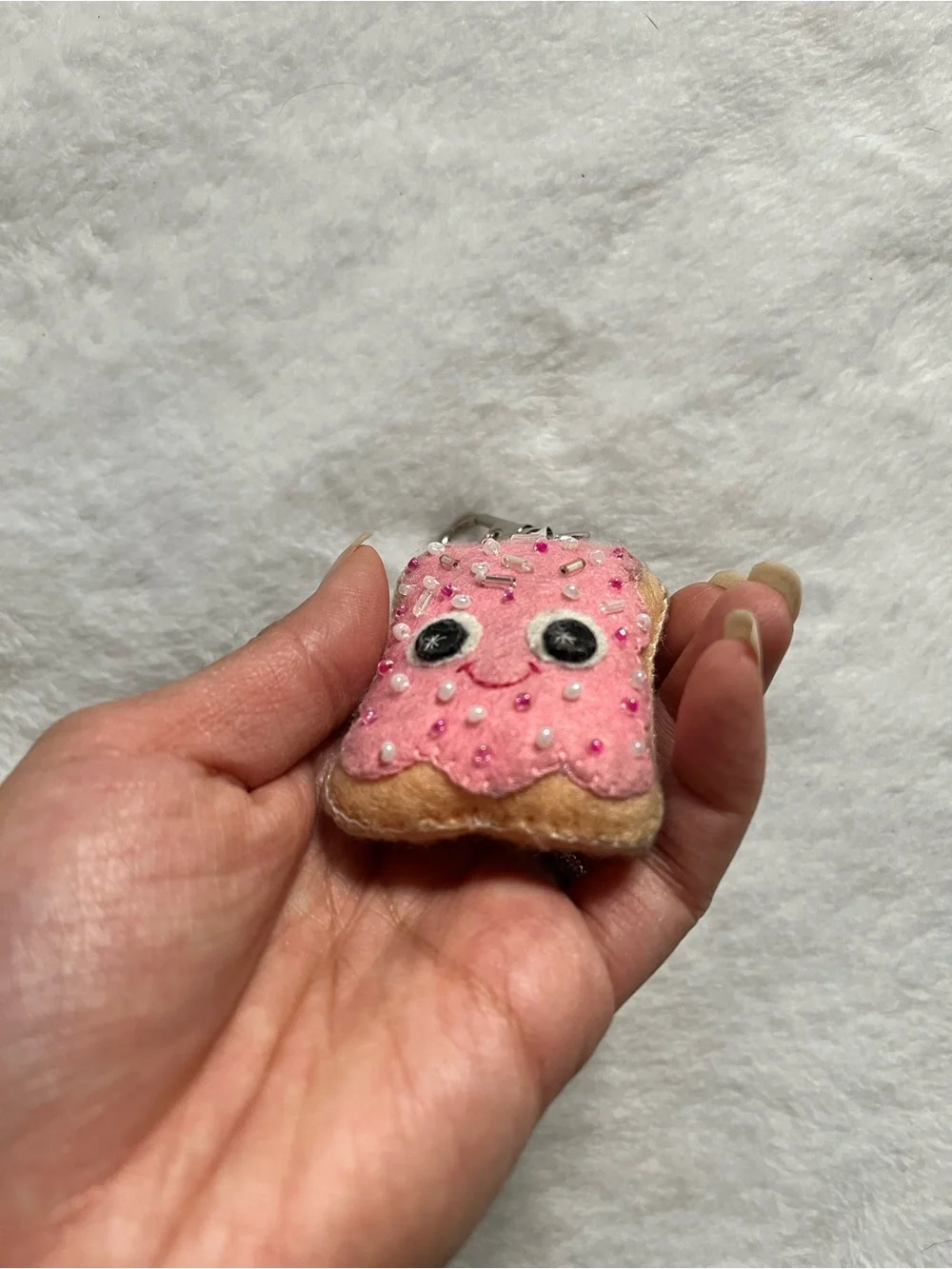 Pop tart Pink Felt Pop-Tart Keychain with Beaded Sprinkles